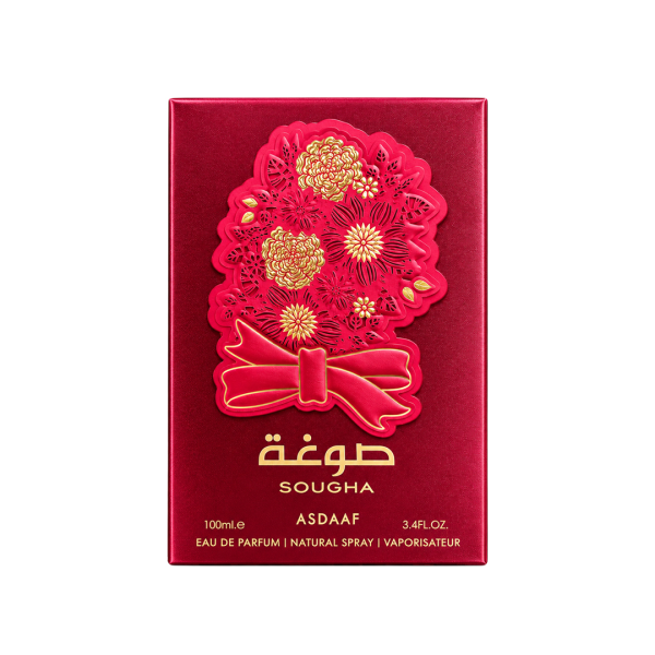 Discover Asdaaf Sougha, a woody spicy Eau de Parfum with pink pepper, agarwood and vanilla. Available now in 100 ml.