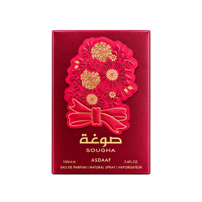 Discover Asdaaf Sougha, a woody spicy Eau de Parfum with pink pepper, agarwood and vanilla. Available now in 100 ml.